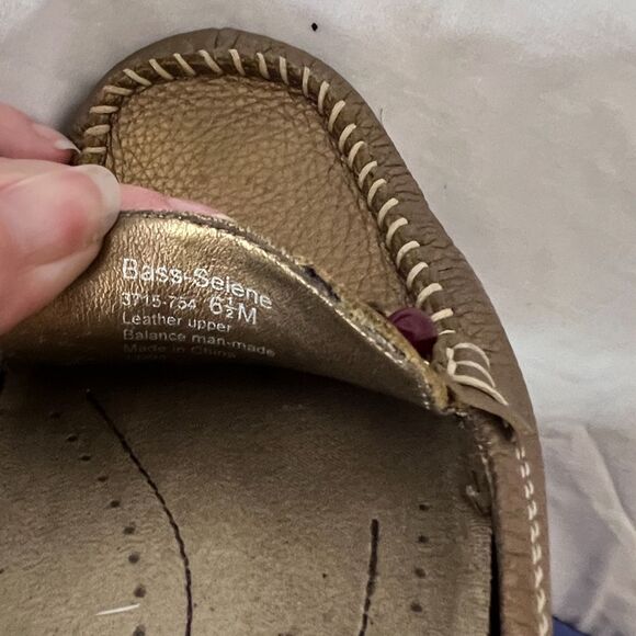 Bass Women's Selene Slip On Mules size 6.5 M Upper Leather Gold color beaded - Picture 6 of 7